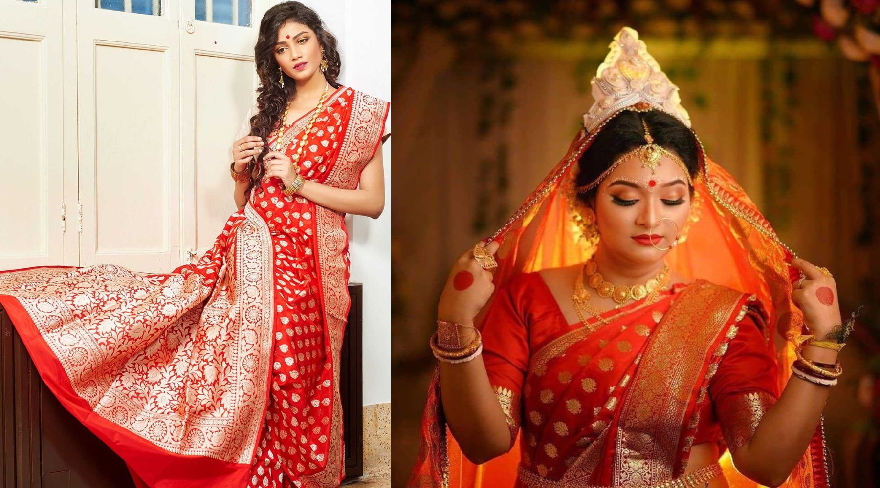 Banarasi saree bridal look best sale