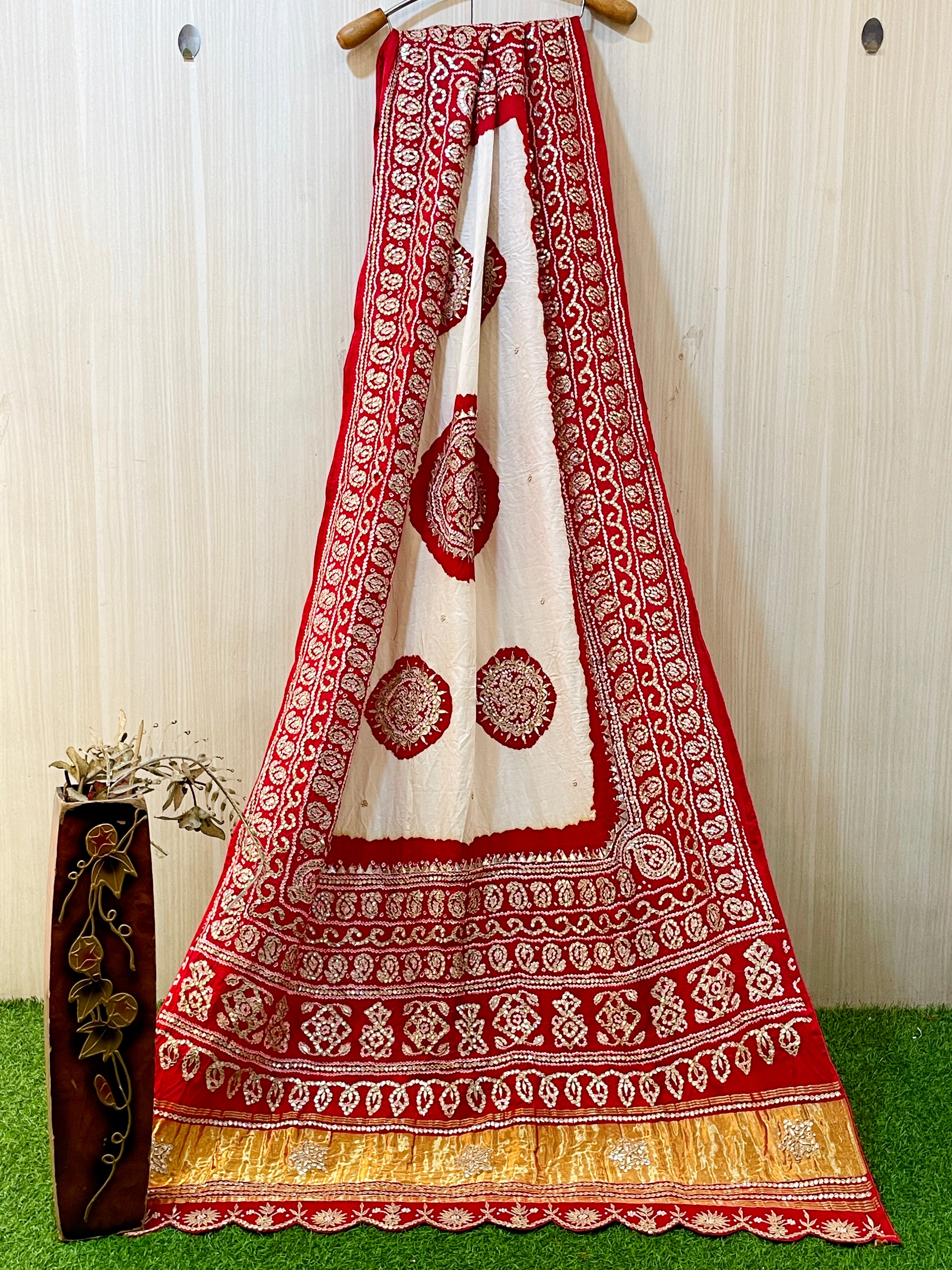 Ginni Red Gaji Silk Dupatta