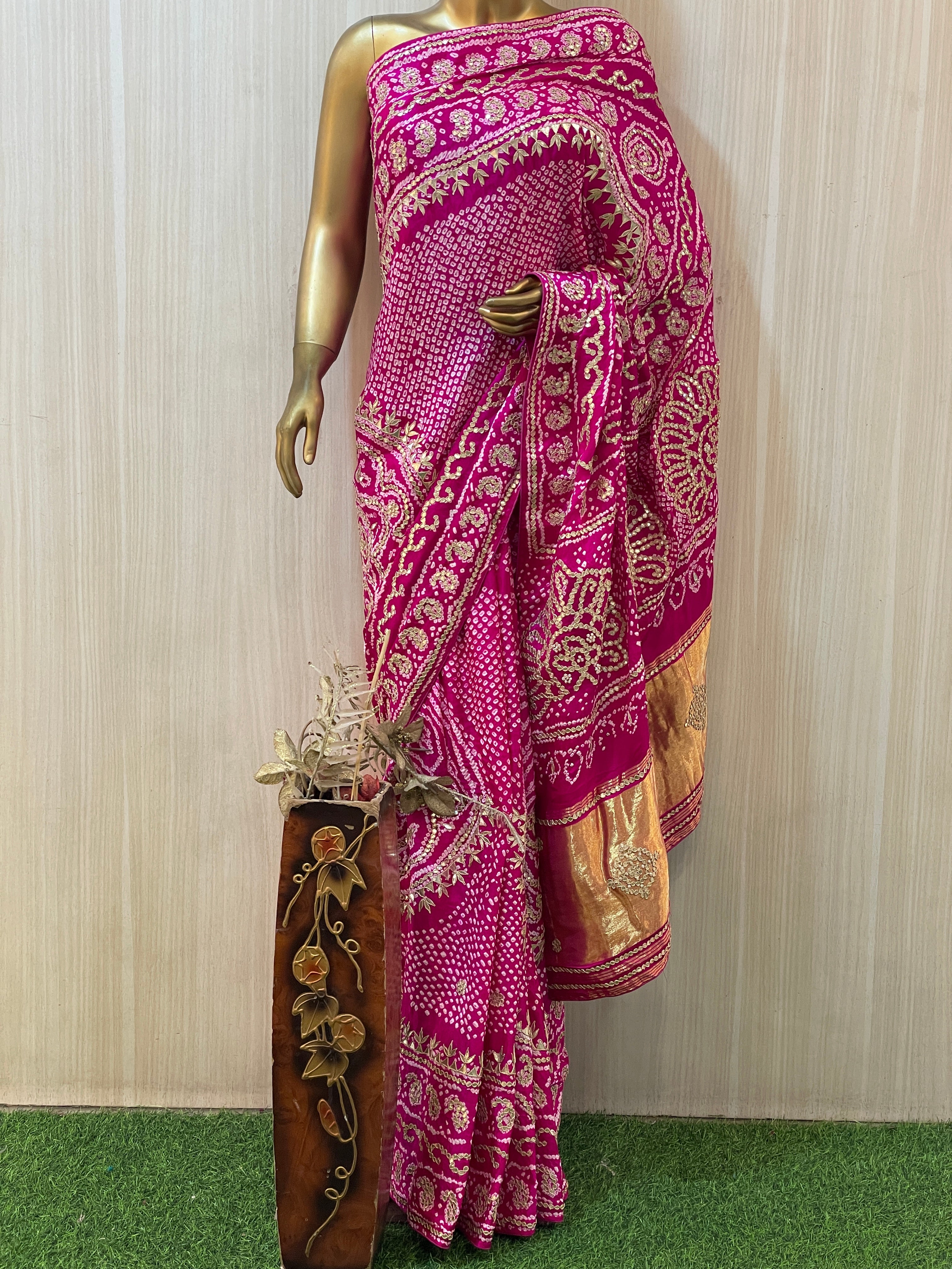 Anamika Pink Pure Gaji Silk Saree