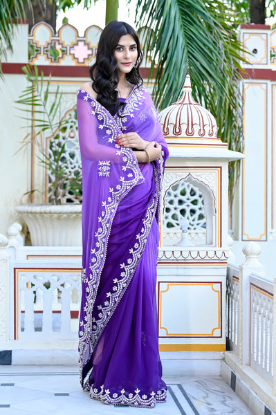 Magenta Purple color saree in Pure Satin Silk fabric With Bandhani and  Ajrakh Printed Pallu | Kishori