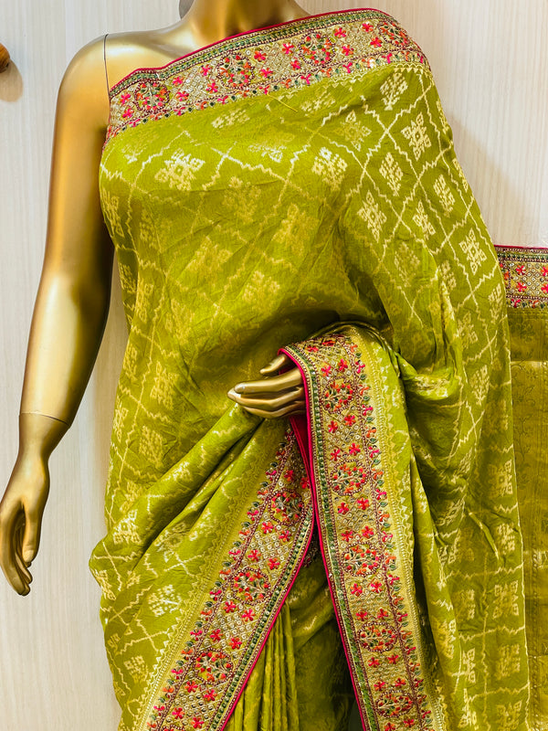 Parrot Green Banarasi Silk By Cotton Saree with Designer Blouse (Product  No1756) at Rs 2550 | Sarvodaya Nagar | Kanpur | ID: 22099307930