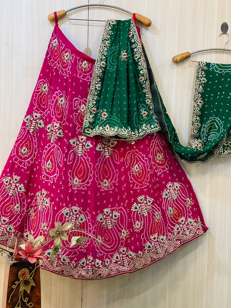 SD Festive Wear Heavy Gota Patti Border Bandhej Silk Lehenga at Rs 1550 in  Jaipur
