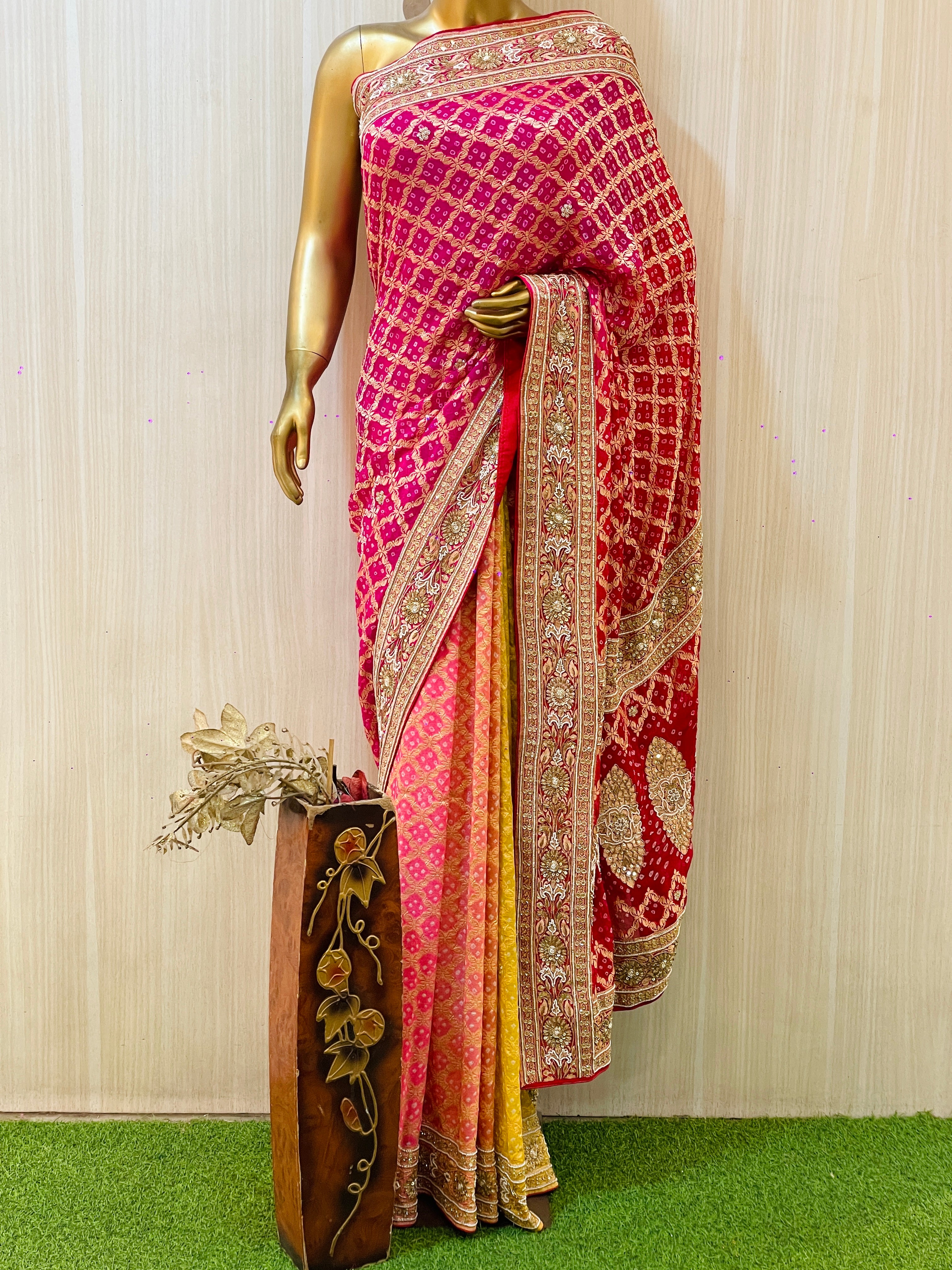 Anisha Pure Khadi Geogette Multicolour saree