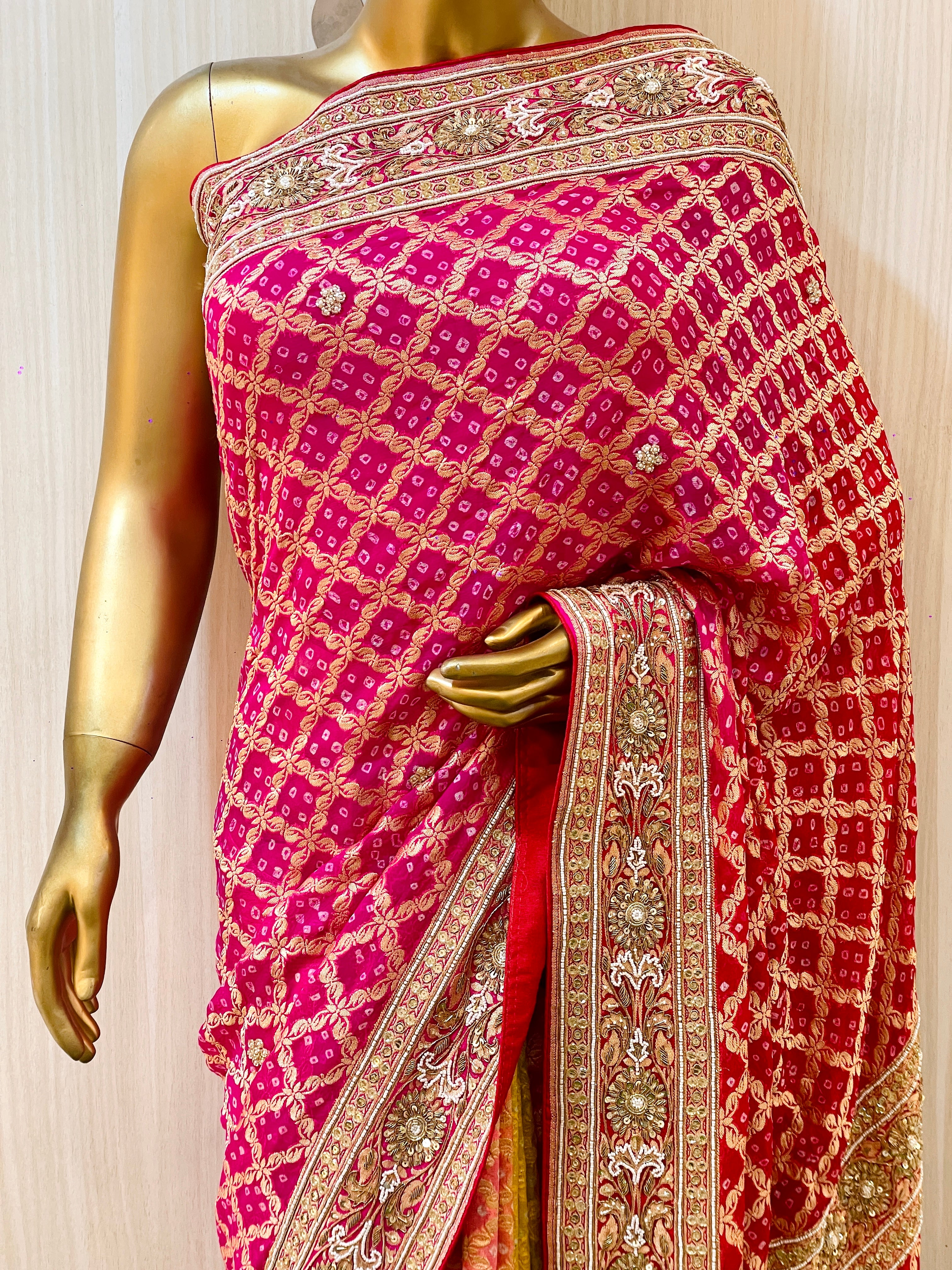 Anisha Pure Khadi Geogette Multicolour saree