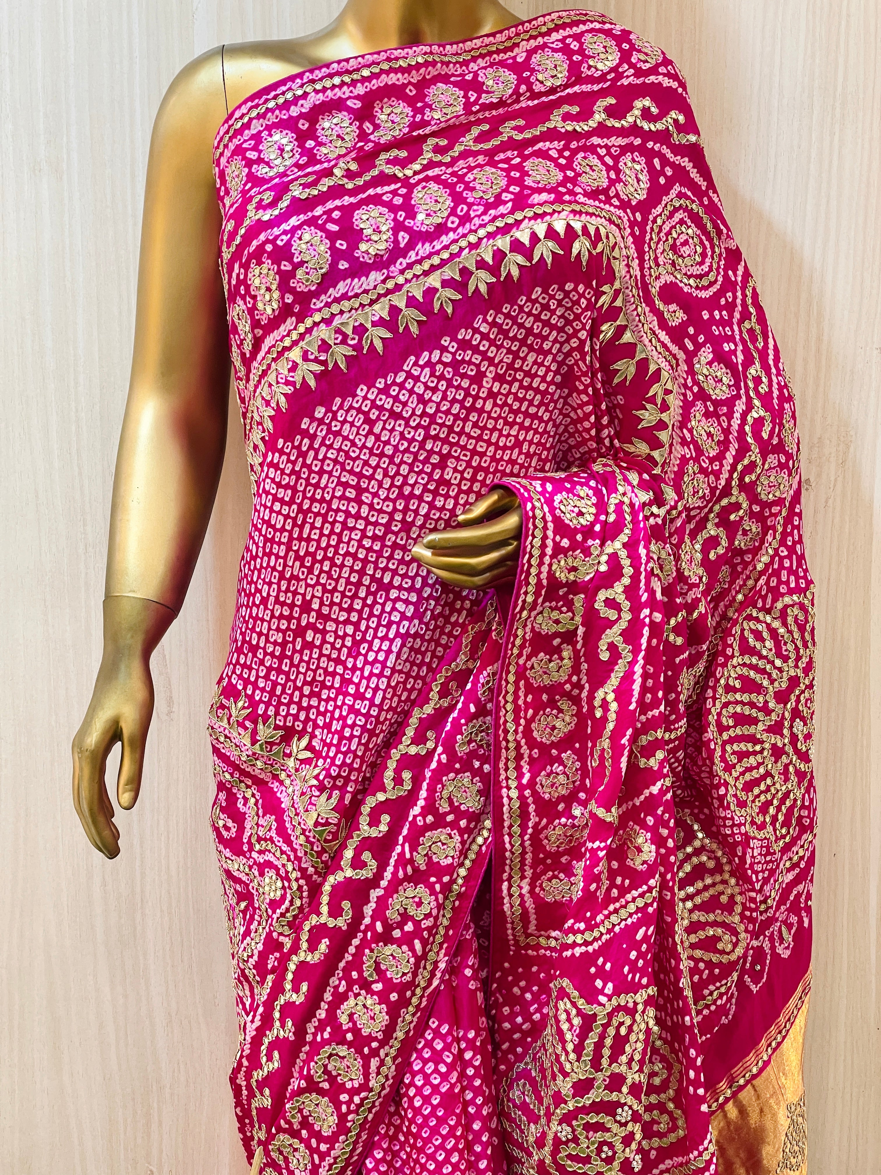 Anamika Pink Pure Gaji Silk Saree