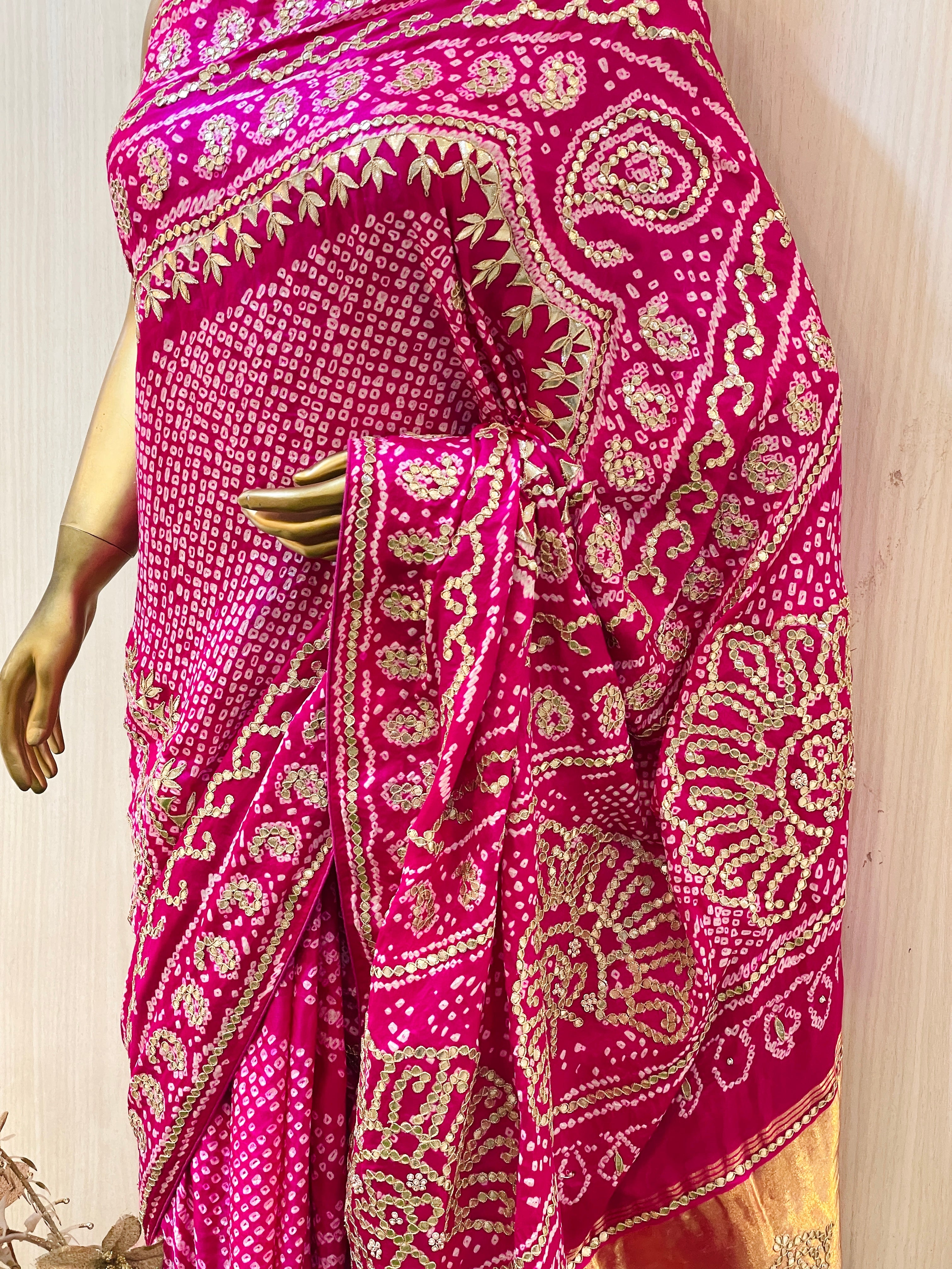 Anamika Pink Pure Gaji Silk Saree