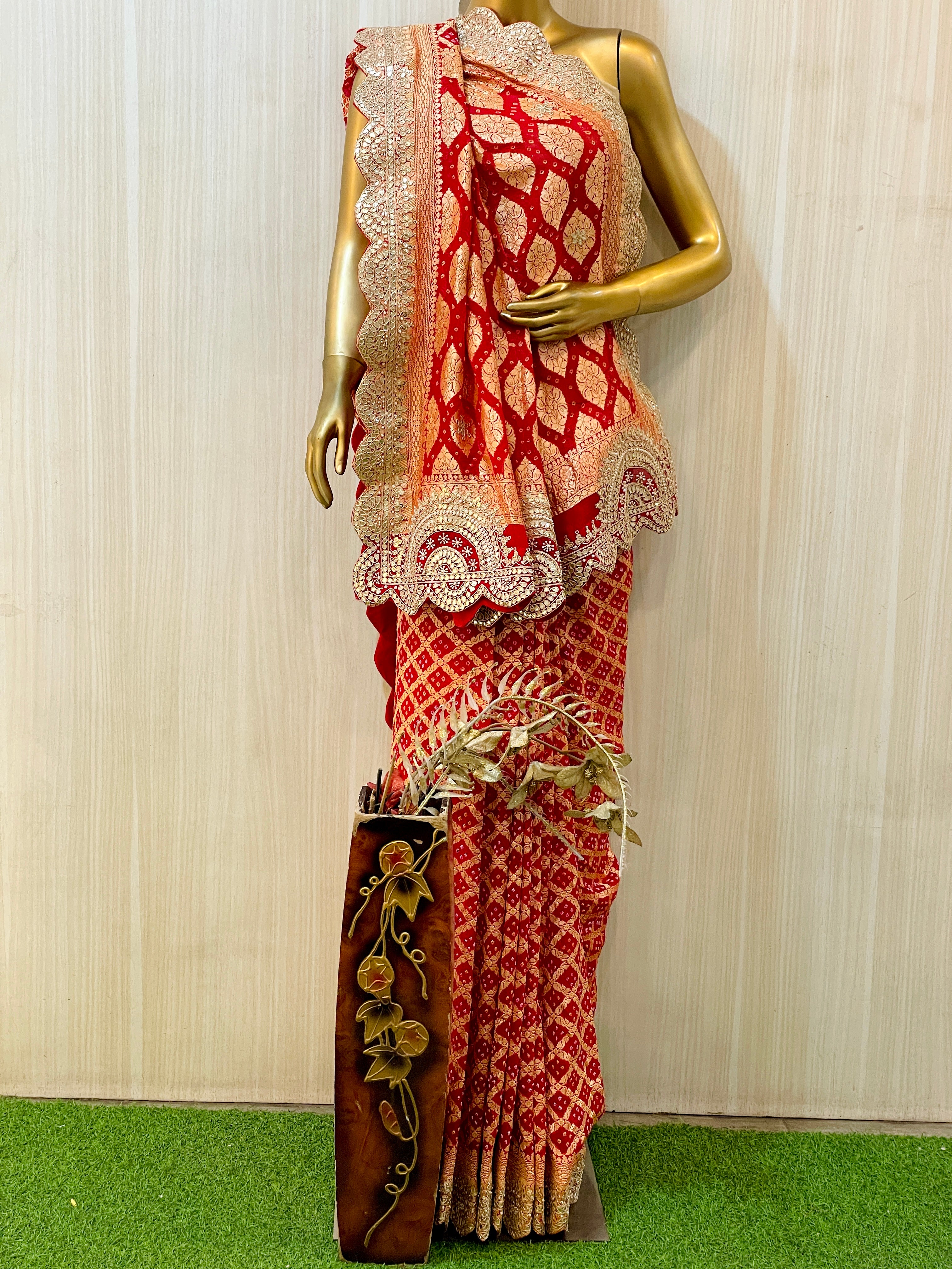 Saanvi Khadi Georgette Bandhani Saree