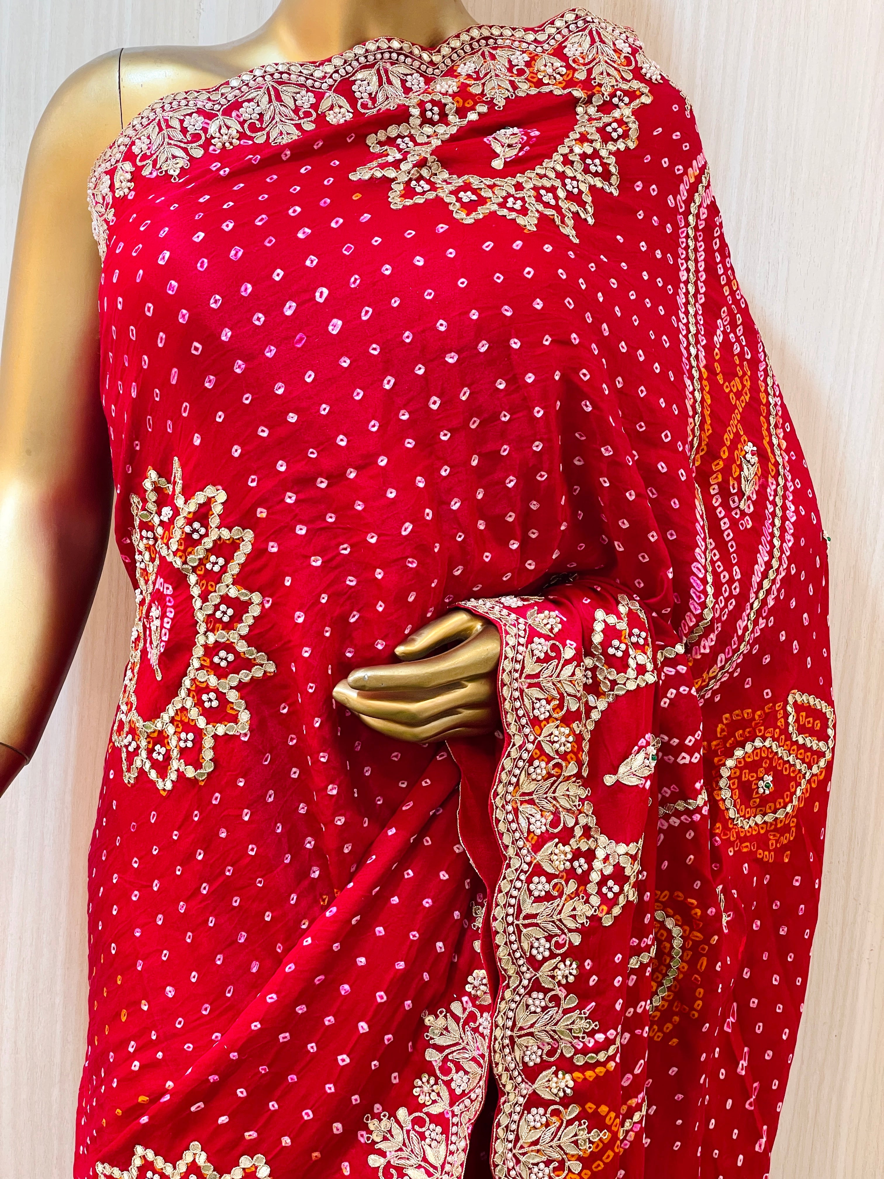 Madhu Red Gajji Silk Saree