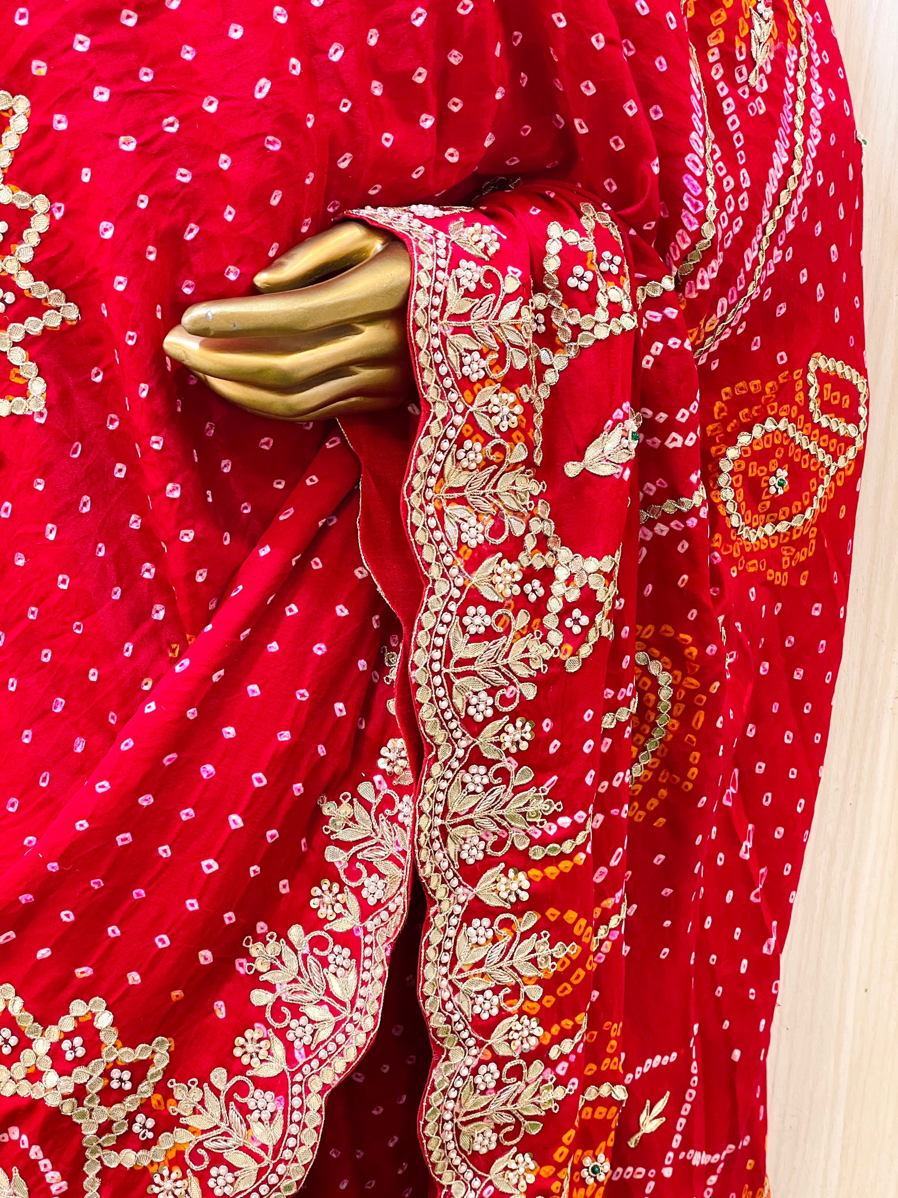 Madhu Red Gajji Silk Saree