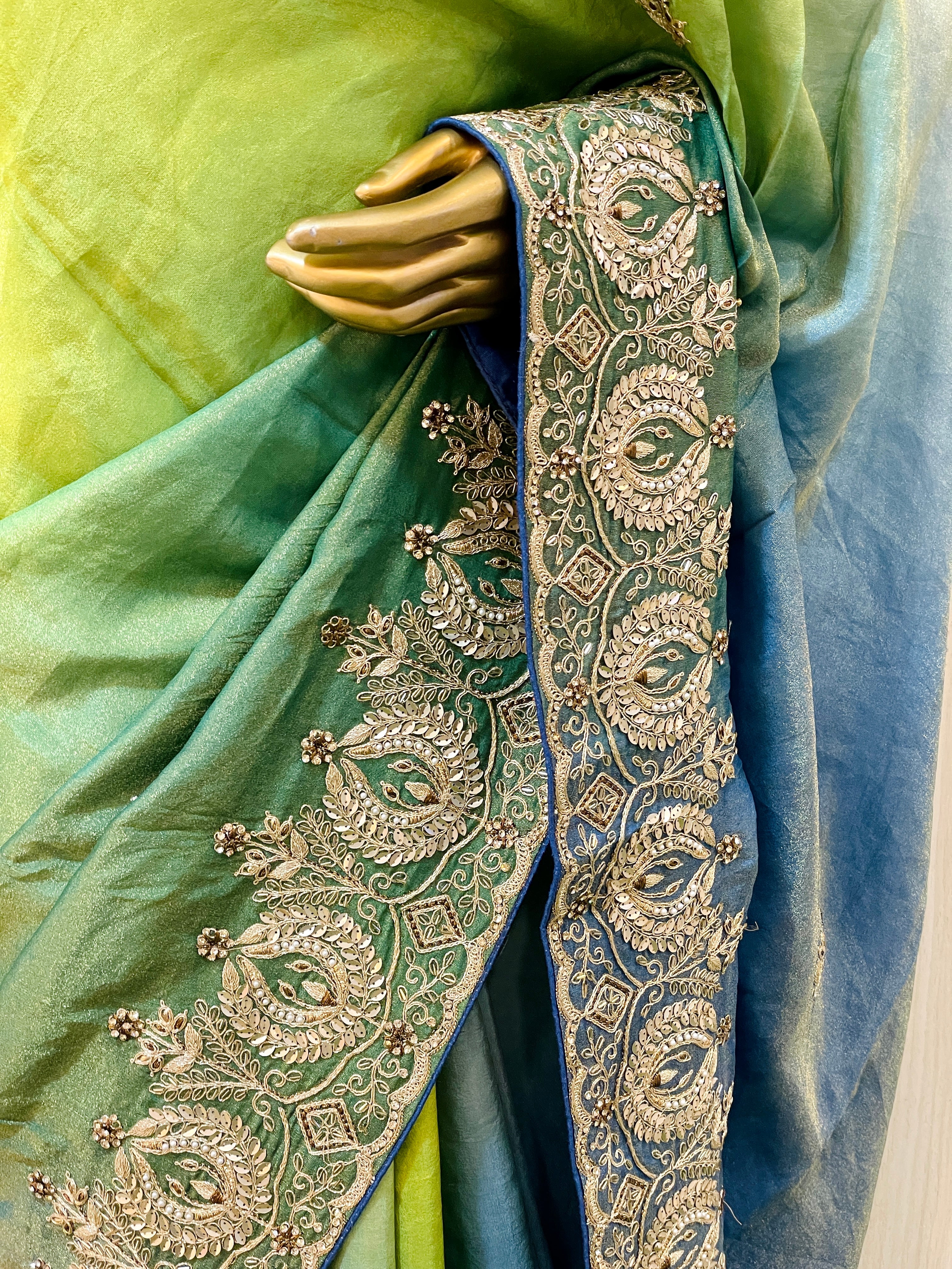 Manvika Pure Green Russian Silk Saree