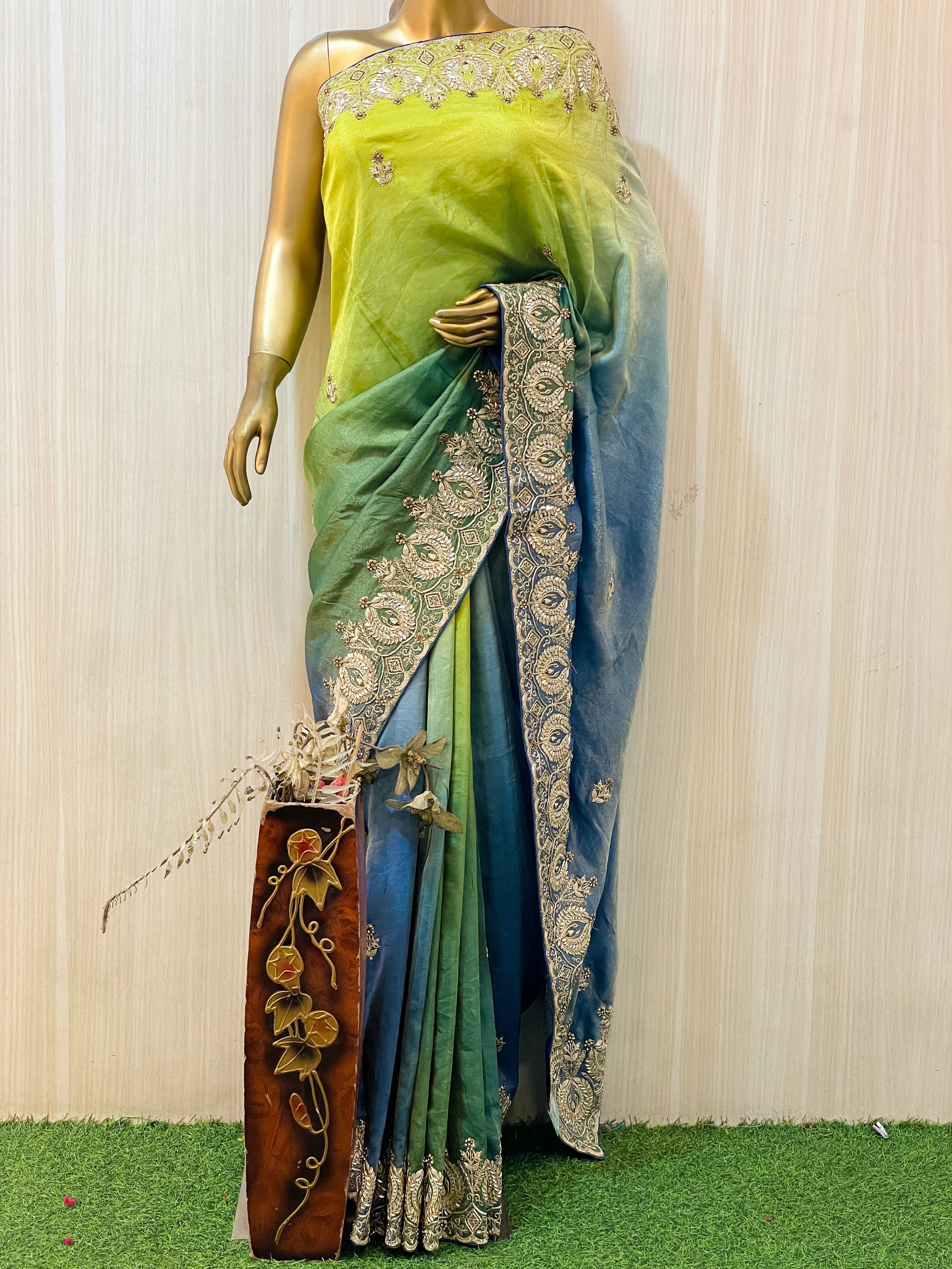 Manvika Pure Green Russian Silk Saree