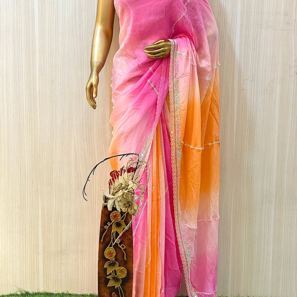 Double shaded two dye linen plain sarees with blouse | siri designers