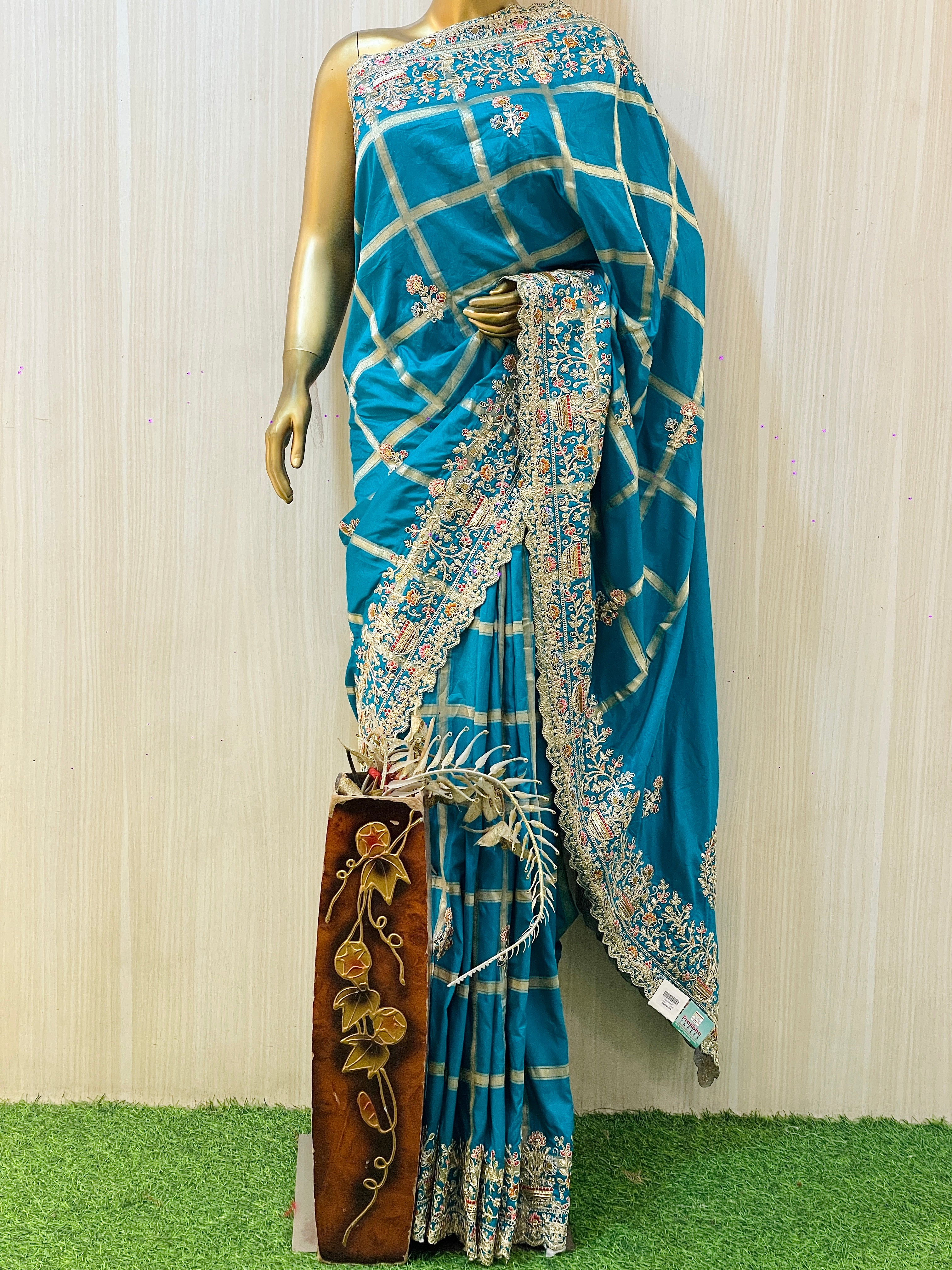 Bipasha Gaji Silk Teal Blue Saree