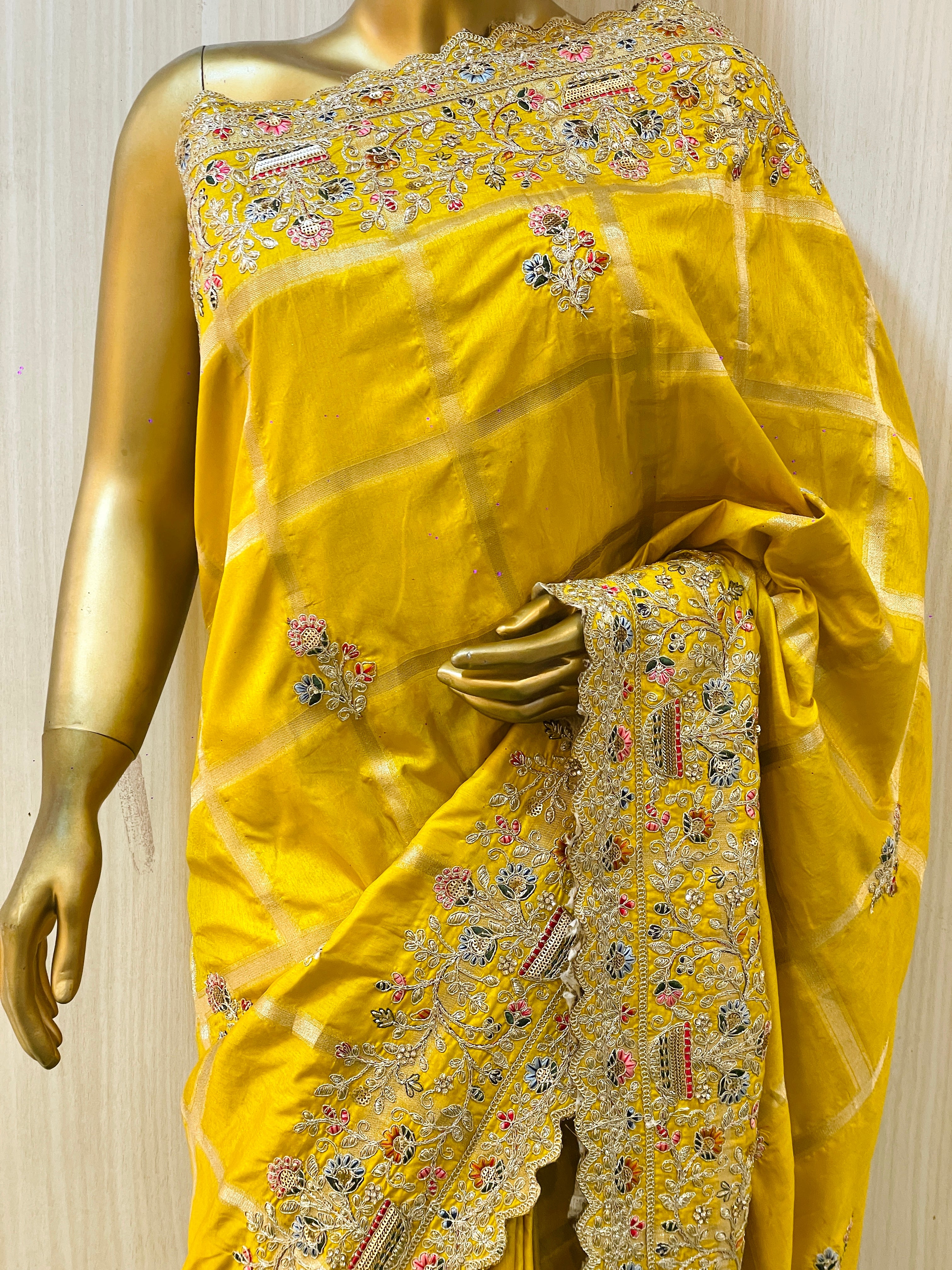 Nitya Gaji Silk Yellow Shine Saree