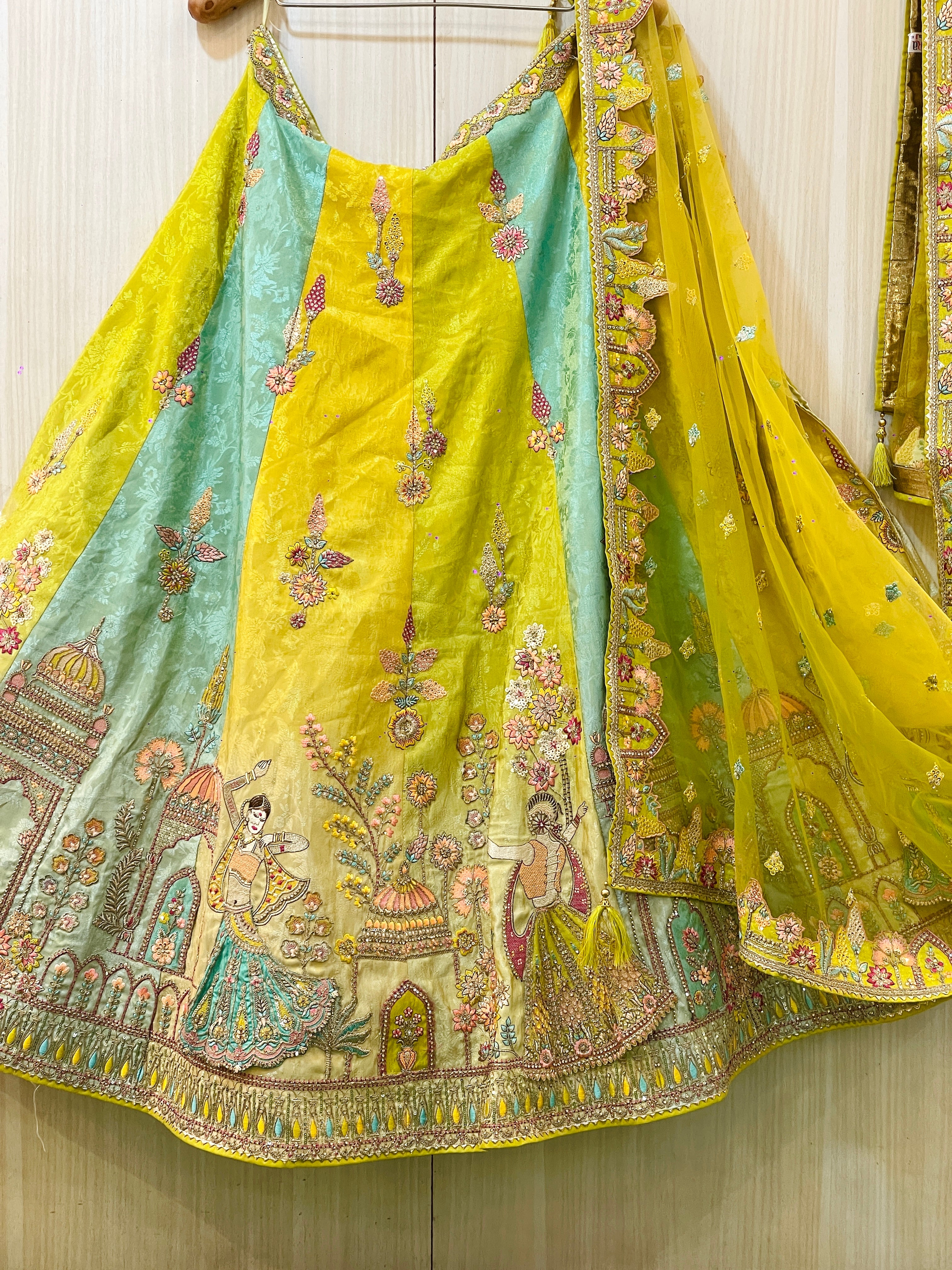 Vitipa Banarasi Light Green Multicolor Lehenga