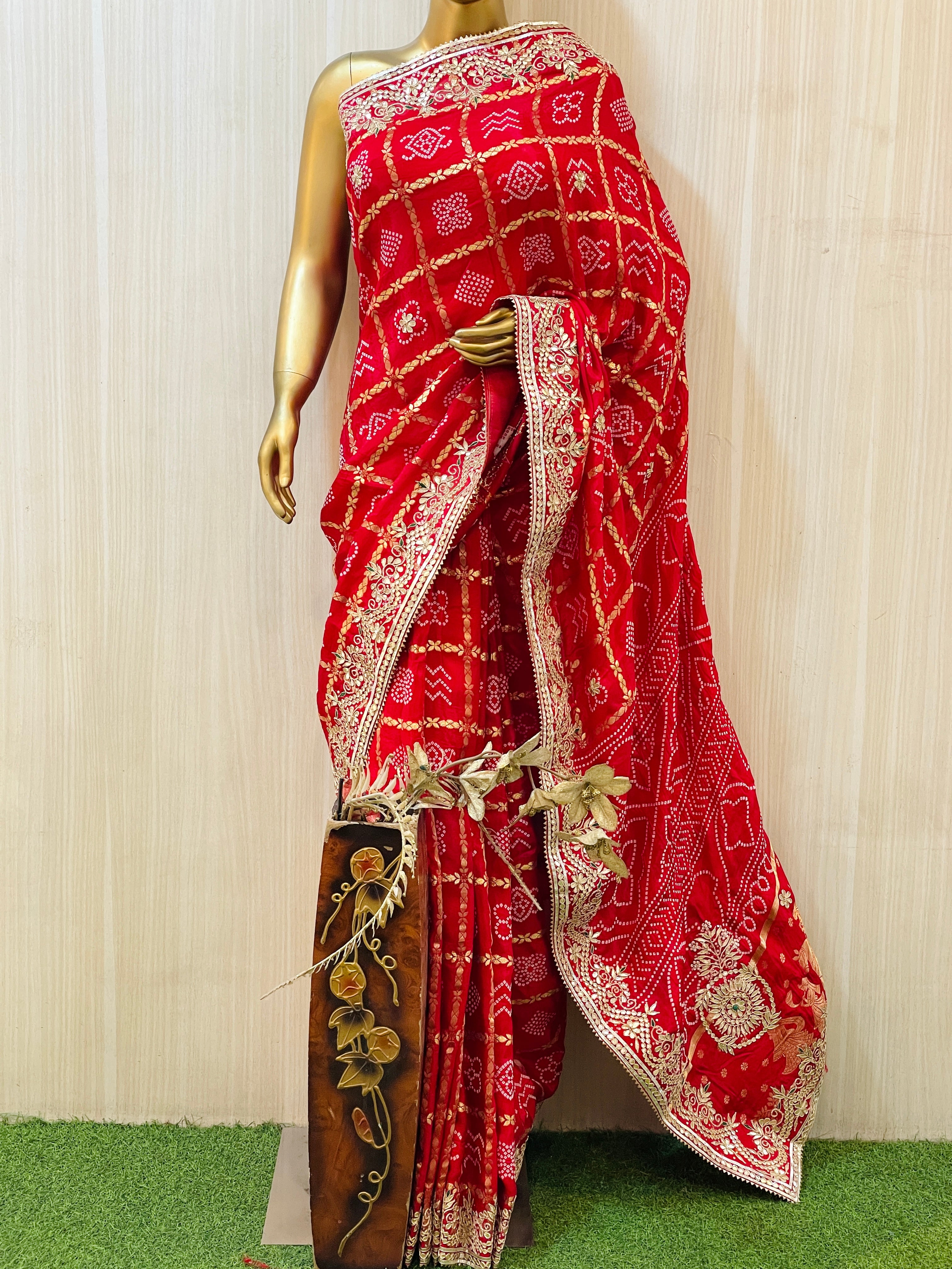 Natasha Red Gajji Silk Saree