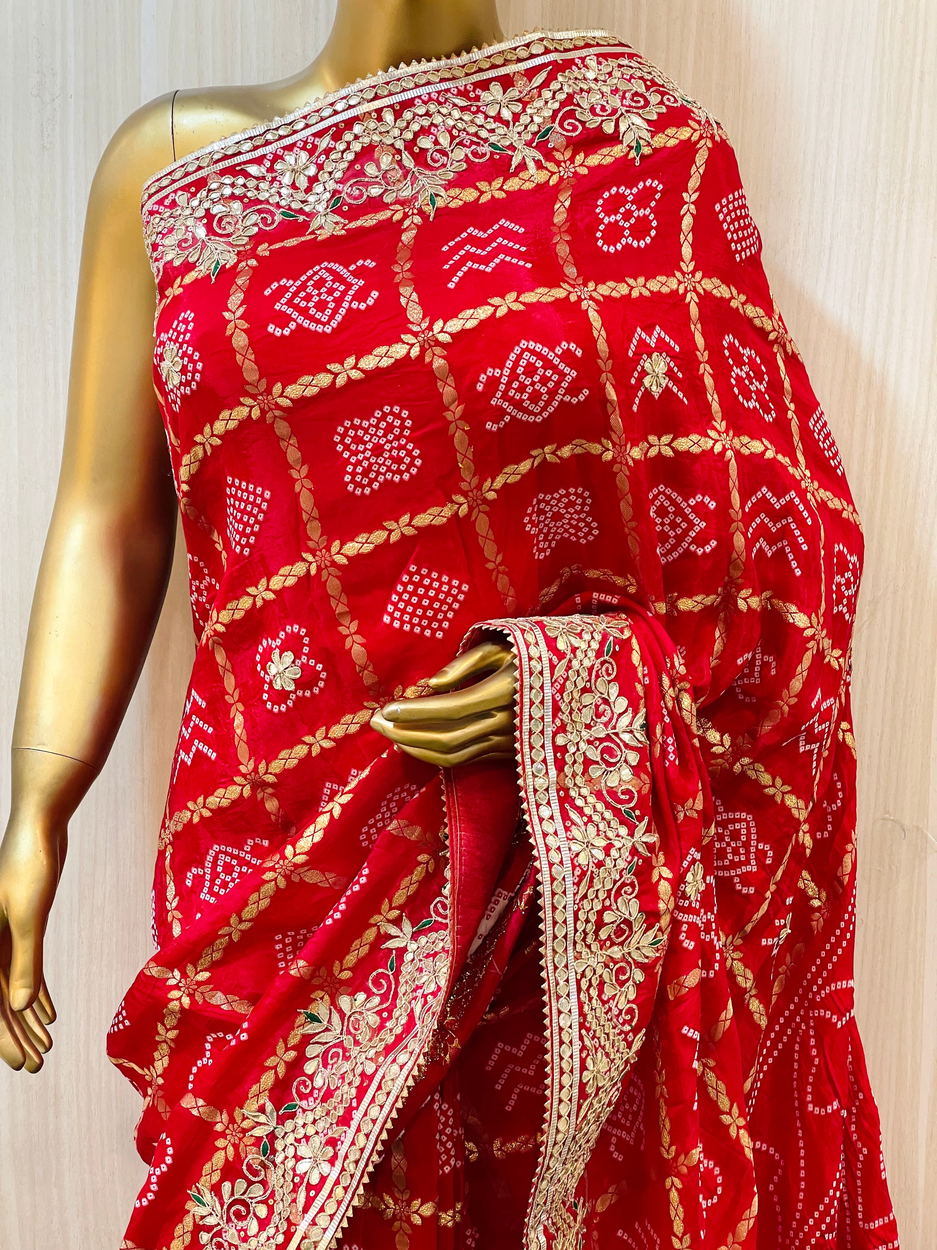 Natasha Red Gajji Silk Saree