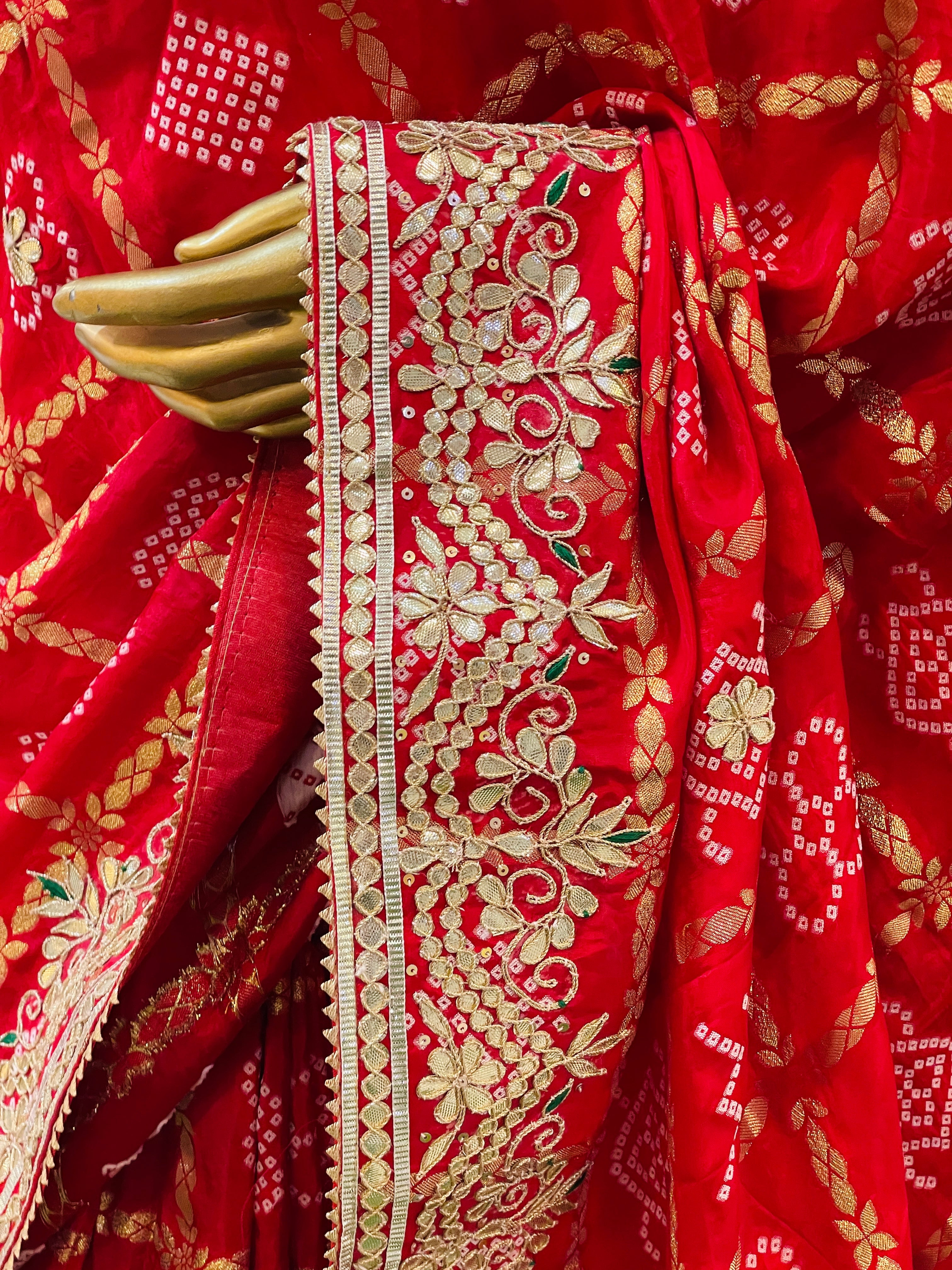 Natasha Red Gajji Silk Saree