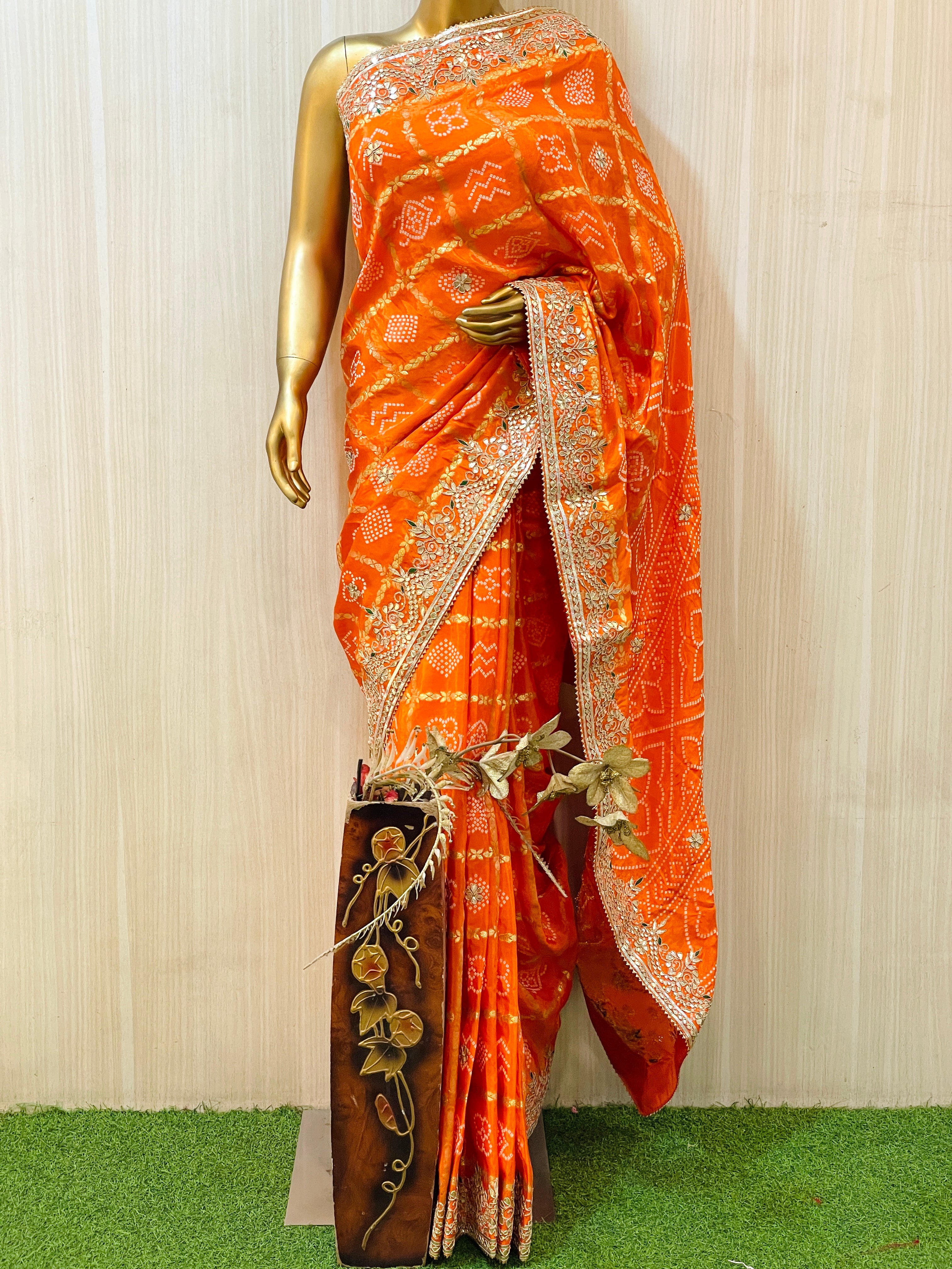 Sonakshi Orange Gajji Silk Saree