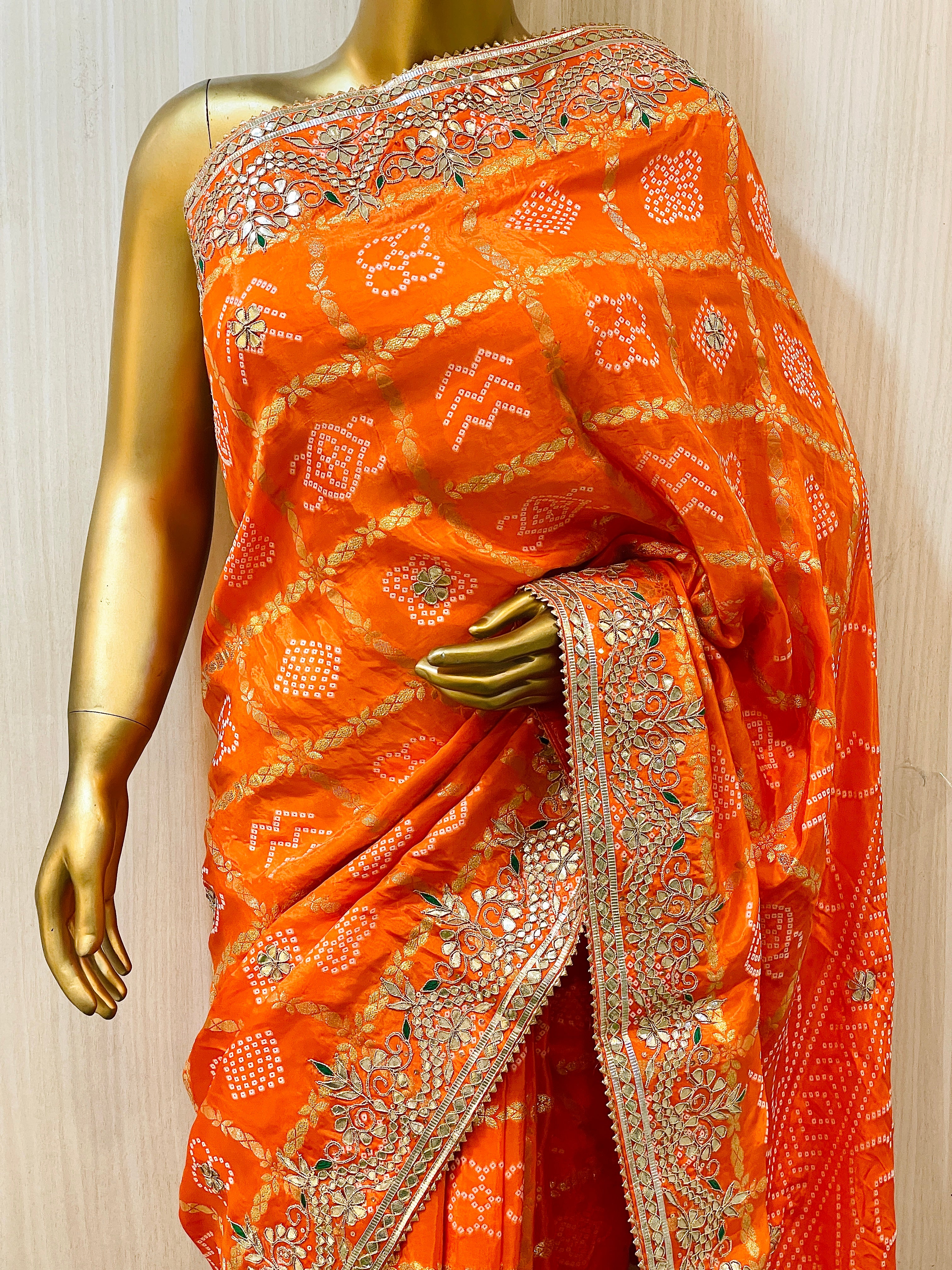 Sonakshi Orange Gajji Silk Saree