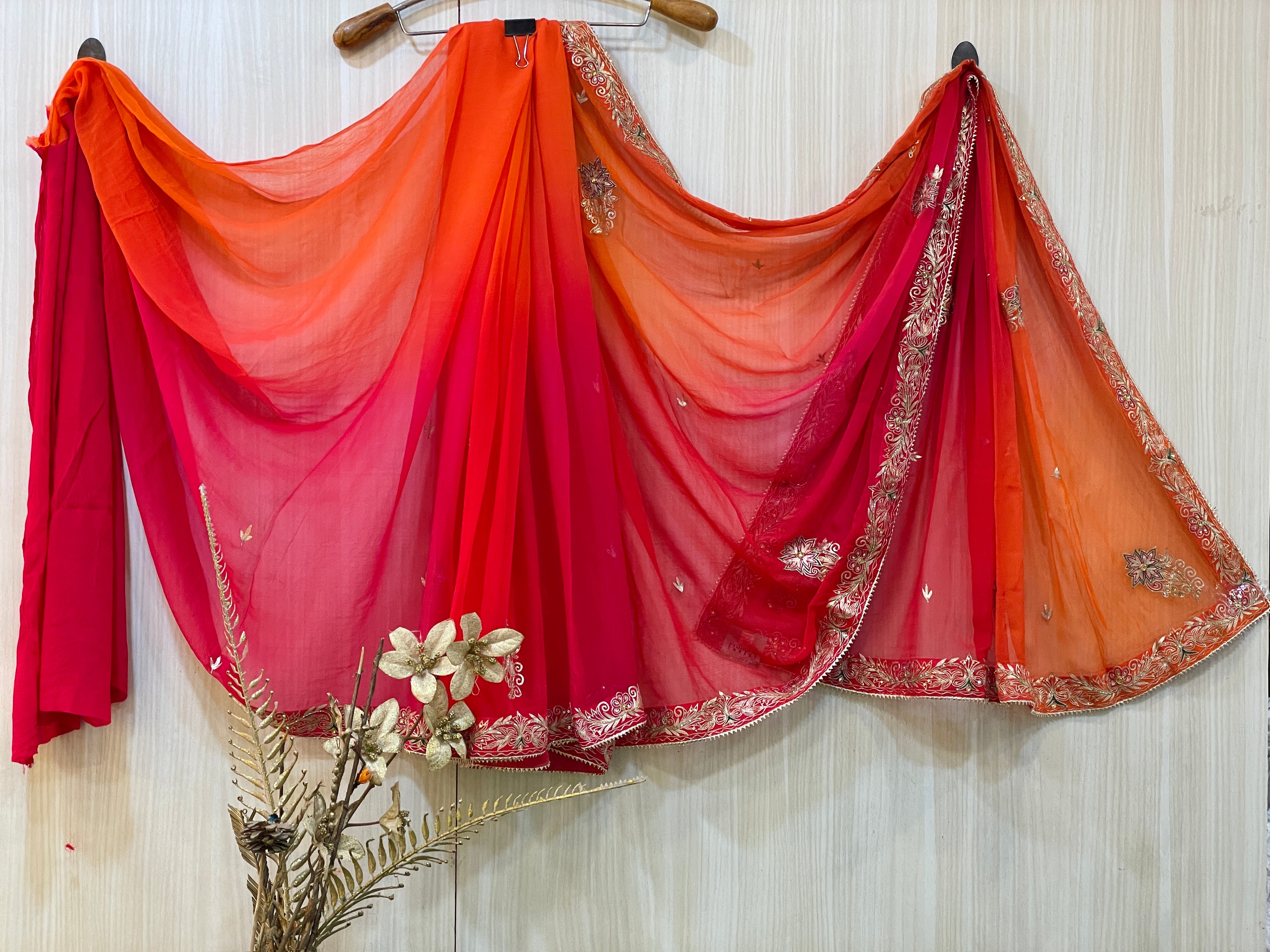 Richa Orange Chiffon Saree