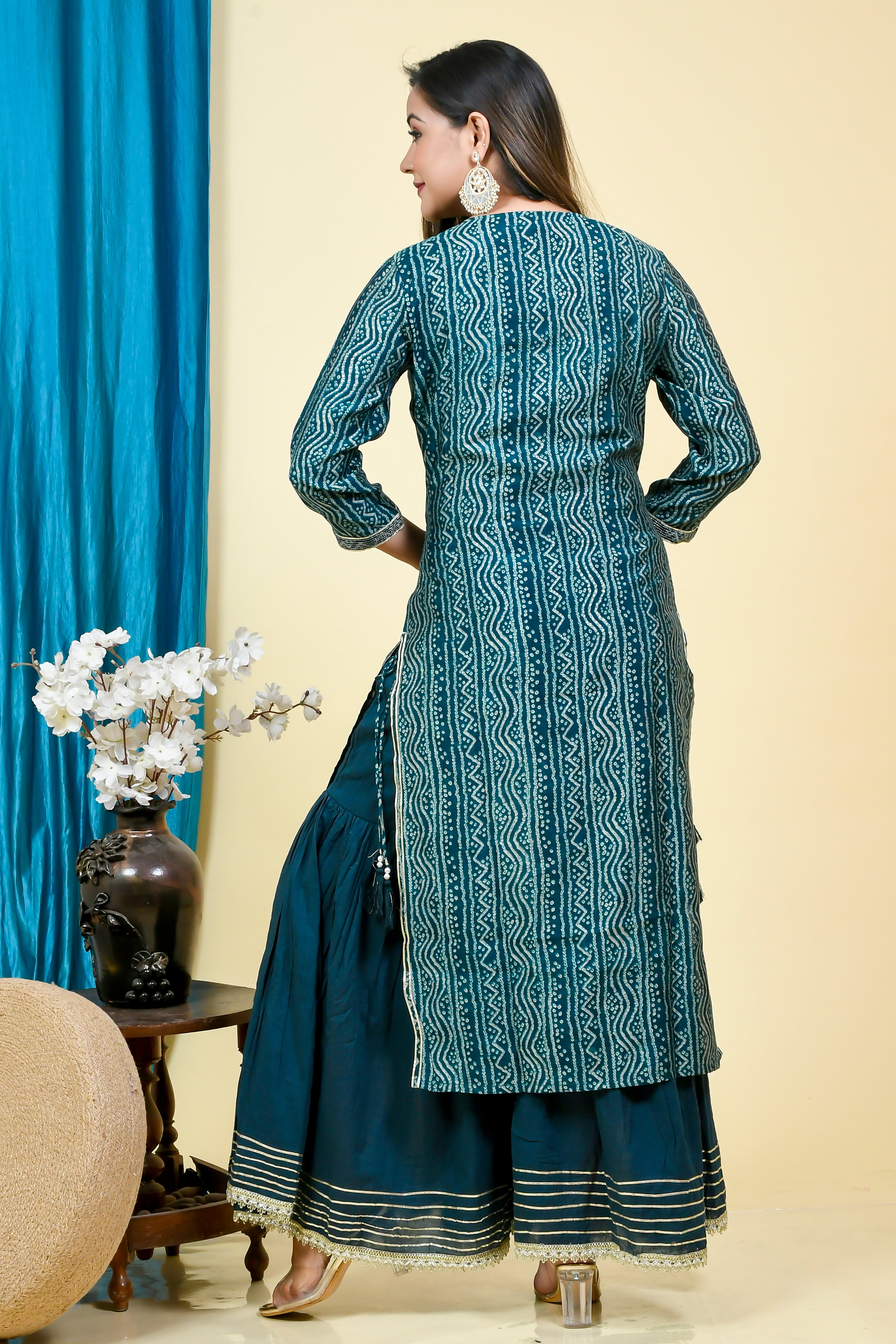 Blue Bandhani Kurta Set