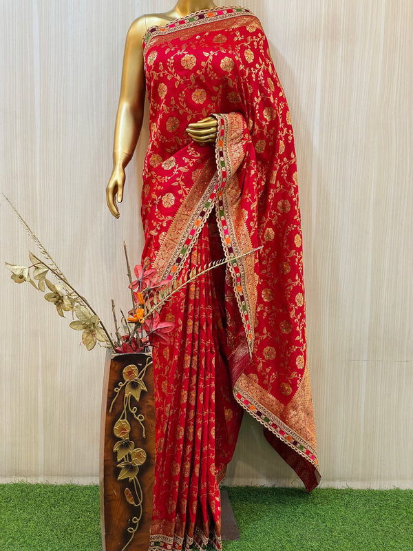 Buy Banarasi Silk Sarees Online | Pure Banarasi Katan Saree @ BharatSthali
