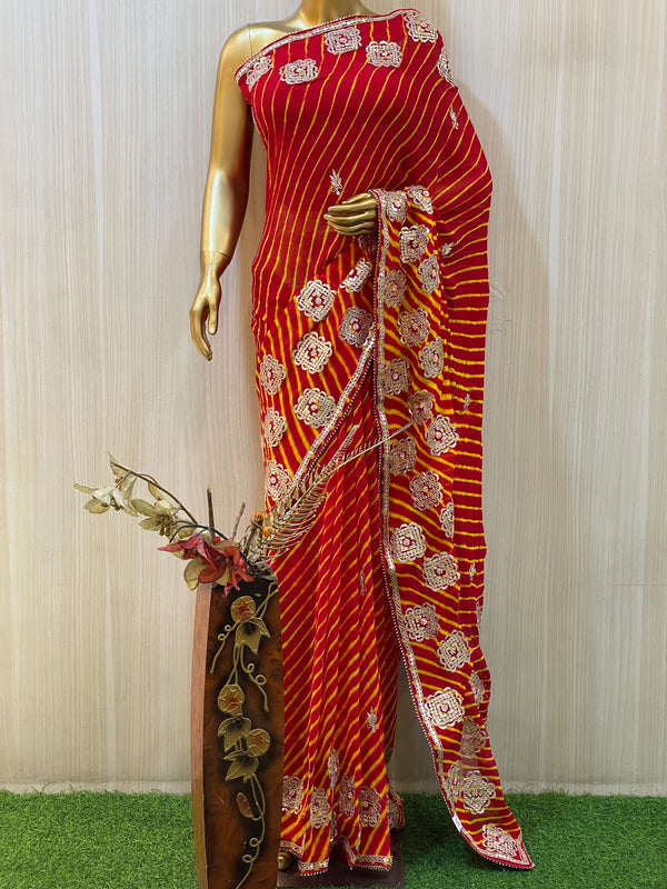 Buy Orange Leheriya Saree Online – Vasansi Jaipur